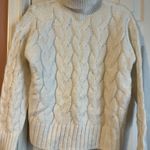 White Cable Knit Turtleneck Sweater Photo 0
