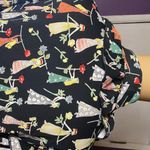 Gracia Women's Black Blouse with Allover Folk Art Print and Ruffle
Sleeves, M Photo 8