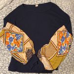 7th Ray printed waffle thermal balloon sleeve top Photo 1