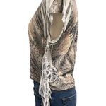 dELiA*s Y2K Horse Graphic Animal Print Fringe TShirt Size Large Western Tan Photo 3