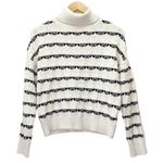 Joie  Alpine Pattern Striped Cable Knit Pullover Sweater Cream Black Size Medium Photo 0