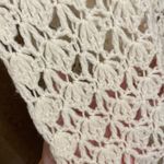 Ivory open knitted long fringed crochet scarf/shawl boho/macrame style, EUC Photo 4