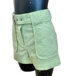 Derek Lam NEW Macha Green Monterey Belted Embroidered Eyelet Cotton Shorts Photo 3