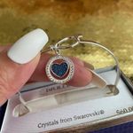 Brilliance Blue Heart Charm Bangle Bracelet W/ Swarovski Crystals Photo 4