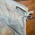 Gap Womens Plaid Button Down Shirt Short Sleeve Tie Sleeve Pastel Size M Photo 3