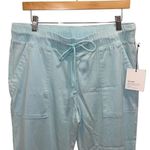 Bella Dahl Womens Elastic Waist Drawstring Cropped Jogger Pants Aqua Large NWT Photo 2