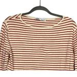 ZARA Long Sleeve Stripe Knit Boat Neck Lightweight Sweater Top S Red Cream #3280 Photo 2