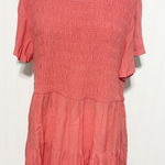 Torrid Women's Babydoll Crinkle Gauze Smocked Top Blouse Tiered Coral Pink 3X Photo 0