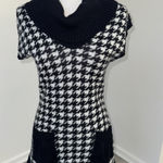 Say What? Say What? Houndstooth Cowl Neck Sweater Dress Tunic Black White Juniors L Photo 0