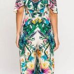 Flying Tomato Jumpsuit Green Multi Cold Shoulder Tropical Print Size Small Photo 2