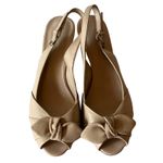 Etienne Aigner Vivica Tan Matte Leather Peep Toe Slingback Heels Sandals sz 8.5 Photo 1