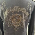 Harley Davidson Military Style Sweatshirt Jacket medium motorcycle layered‎ Black Photo 5