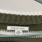 American Eagle  Outfitters Green and White V-Neck Sweater Photo 1