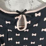 Kate Spade Women’s Sleeveless Top Black with Pink Bows Ruffle Bottom Keyhole S Photo 3
