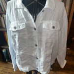 Old Navy Jones & Co blue striped elevated basics minimalist linen 1x jacket Photo 0