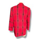 Vintage 90s Leslie Fay Red Plaid Blazer Oversized 90s Tartan Jacket Gold Buttons Size M Photo 4