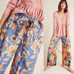Anthropologie by  Leilani Paperbag Wide-Leg Pants in Blue Floral Size Small‎ Photo 2