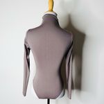 SKIMS  Essential Brown Satin Long Sleeve Mock Neck Bodysuit Photo 5