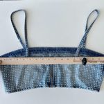ZARA Denim Crop Top Womens Large Rhinestones Bling Festival Glam Punk Rock Party Photo 6
