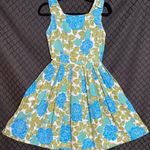 1950’s vintage Mode O’Day Blue and Green Floral Day Dress Photo 0