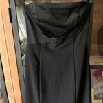White Fox Boutique White Fox strapless maxi dress slit black tie formal silky satin asymmetrical Photo 3