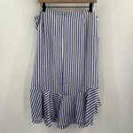 Lauren Ralph Lauren Skirt SZ 14 100% Silk Nautical Coastal Stripe Tiered Ruffle Blue Photo 1