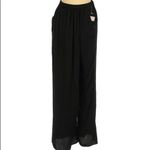 ZARA  Flowy High Waist Wide Leg Pants w/ Side Slits Black Size S NEW Photo 2