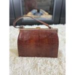 1950s Lesco Lona Brown Reptile Top Handle Handbag, Vintage Purse, Mid Century Photo 1