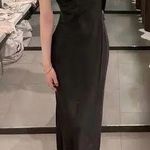ZARA Black Satin Sleek Camisole Slip Dress Photo 3
