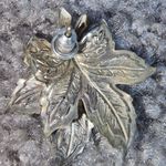 Green and Yellow Overlapping Leaf Shape Earrings Pierced Post Metal Vintage Photo 8