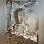 American Eagle  Shortie Distress Blue White Washed Denim Jean Shorts Lace Pockets Photo 3