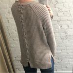 Aerie  Oatmeal Chunky Knit Sweater Braided Back Round Neck Woman's Size S Photo 1