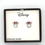 Disney NEW-Sterling Silver Cubic Zirconia Minnie Studded Earrings Photo 2