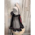 Victoria's Secret Victoria’s Secret Black Polka Dot Babydoll Lingerie with Pink Bow – Size 36C Photo 1