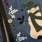 Vintage KEREN Hart Black and Blue Denim Vest Christmas XL snowmen Photo 3