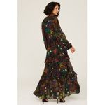 Farm Rio Black Amazonia High Neck Jungle Theme Ruffle Tiers Maxi Dress Size XS Photo 2