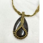 Handmade NEW Free People Vacation Penant Brown Necklace Turtle Macrame Gemstone Bohemian Photo 1