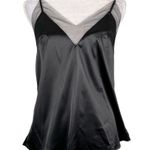 Vera & Lucy Black Satin Top Large Spaghetti Strap Sexy New Photo 0