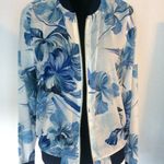 Sioni Blue/White Floral Bomber Jacket Size M Photo 0