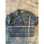 John Galt Blue Plaid Cropped Button Front Top One Size (XS / S) Photo 3