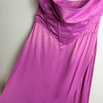ZARA NWT Satin Midi Dress Sz Medium Draped Corset Waist Lilac Pink Shimmer Photo 8