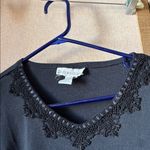 Dress Barn Black Short Sleeve Top with Lace Detail large Photo 1