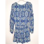 Parker Blue Silk Paisley Boho Printed Peasant Dress Photo 5