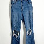 Abercrombie & Fitch Abercrombie SHORT 90’s Straight Ultra High Rise Distressed Medium Wash Jeans 28 Photo 1