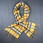 V. Fraas Cashmink Plaid Scarf Beige German Made Unisex Classic Staple Wardrobe Photo 0