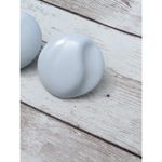 Vintage Clip On Earrings Light Blue Circle with Design 1 & 1/8" Retro Photo 3