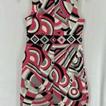 Dazzelle Sleeveless Straight Dress Abstract Design V Neck Lined Women’s 6 Pink Photo 7