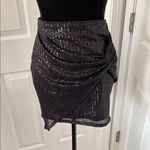 Kate Kasin NWOT Sequin Bodycon Skirt High Waist Knot Front Black Photo 0