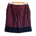 BCBGMAXAZRIA  Jamie skirt 4 burgundy satin pleated colorblock herringbone mini Photo 0