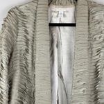 Chico's Pleated Jacket Womens 2 US Large Silver Funky Open Front Retro Topper Photo 1